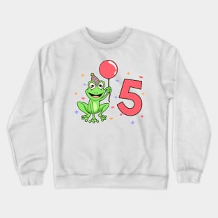 I am 5 with frog - kids birthday 5 years old Crewneck Sweatshirt